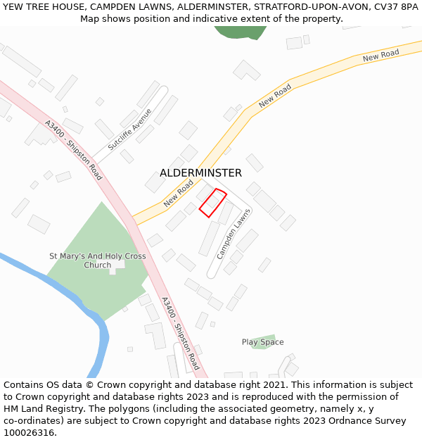 YEW TREE HOUSE, CAMPDEN LAWNS, ALDERMINSTER, STRATFORD-UPON-AVON, CV37 8PA: Location map and indicative extent of plot