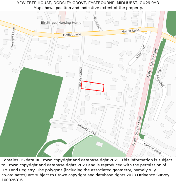 YEW TREE HOUSE, DODSLEY GROVE, EASEBOURNE, MIDHURST, GU29 9AB: Location map and indicative extent of plot