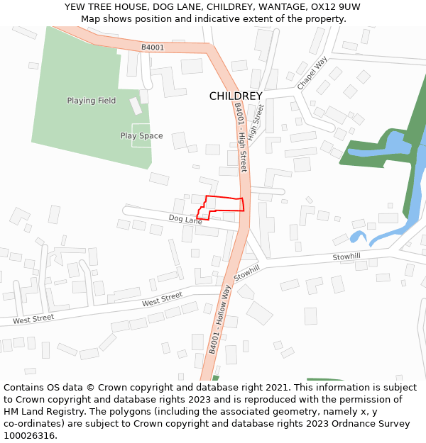 YEW TREE HOUSE, DOG LANE, CHILDREY, WANTAGE, OX12 9UW: Location map and indicative extent of plot