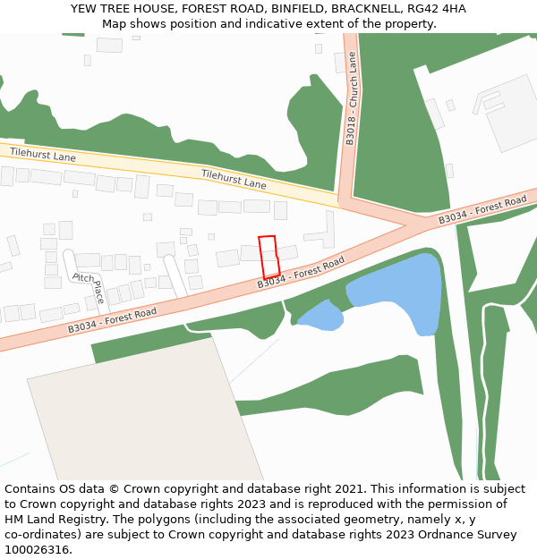 YEW TREE HOUSE, FOREST ROAD, BINFIELD, BRACKNELL, RG42 4HA: Location map and indicative extent of plot