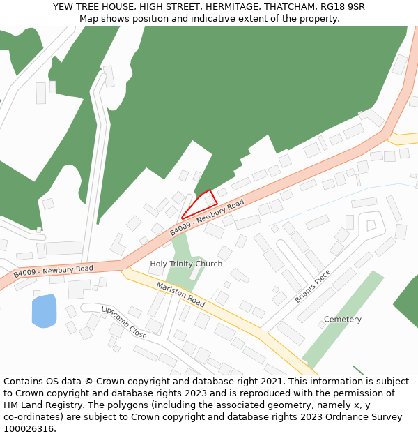 YEW TREE HOUSE, HIGH STREET, HERMITAGE, THATCHAM, RG18 9SR: Location map and indicative extent of plot