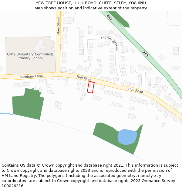 YEW TREE HOUSE, HULL ROAD, CLIFFE, SELBY, YO8 6NH: Location map and indicative extent of plot