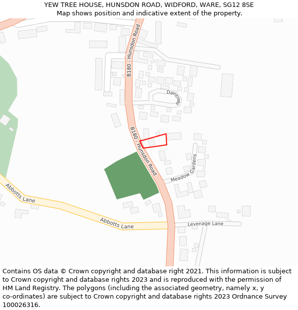 YEW TREE HOUSE, HUNSDON ROAD, WIDFORD, WARE, SG12 8SE: Location map and indicative extent of plot