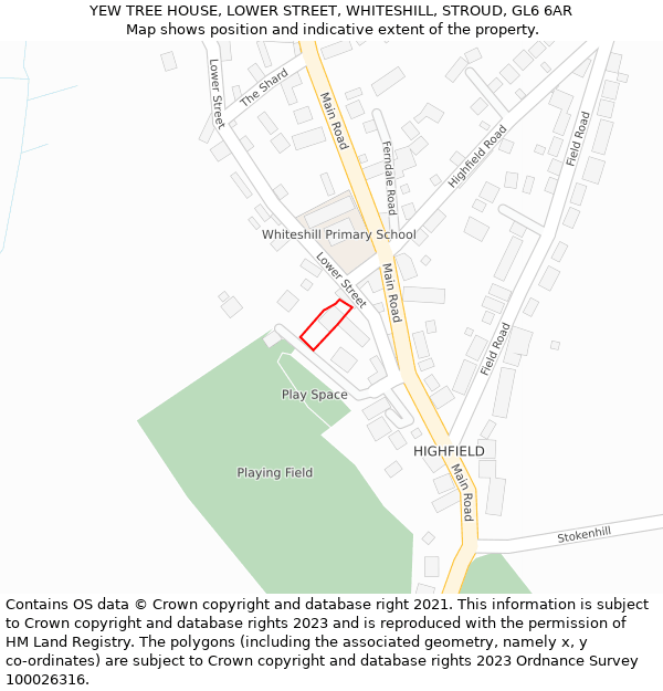 YEW TREE HOUSE, LOWER STREET, WHITESHILL, STROUD, GL6 6AR: Location map and indicative extent of plot