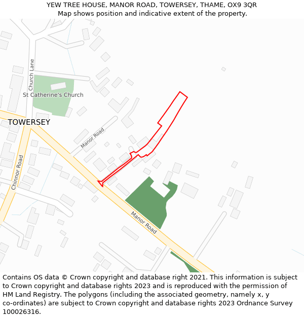 YEW TREE HOUSE, MANOR ROAD, TOWERSEY, THAME, OX9 3QR: Location map and indicative extent of plot