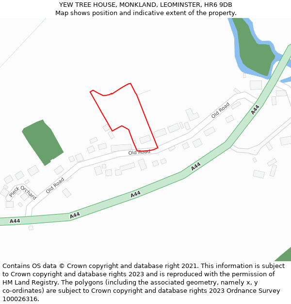 YEW TREE HOUSE, MONKLAND, LEOMINSTER, HR6 9DB: Location map and indicative extent of plot