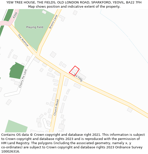 YEW TREE HOUSE, THE FIELDS, OLD LONDON ROAD, SPARKFORD, YEOVIL, BA22 7FH: Location map and indicative extent of plot