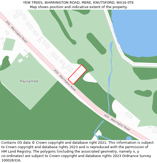 YEW TREES, WARRINGTON ROAD, MERE, KNUTSFORD, WA16 0TE: Location map and indicative extent of plot