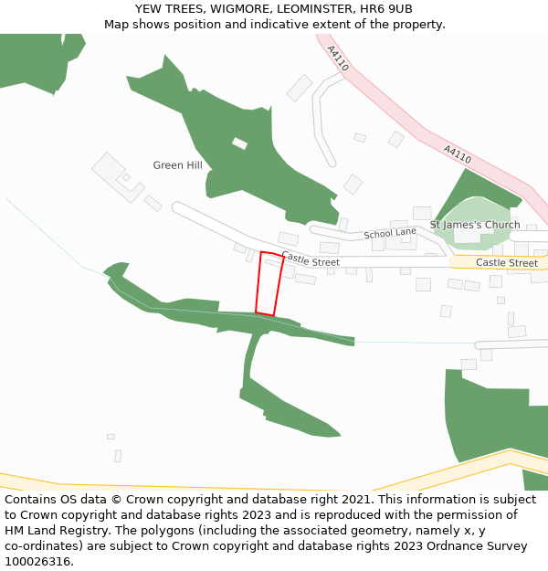 YEW TREES, WIGMORE, LEOMINSTER, HR6 9UB: Location map and indicative extent of plot