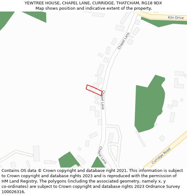 YEWTREE HOUSE, CHAPEL LANE, CURRIDGE, THATCHAM, RG18 9DX: Location map and indicative extent of plot