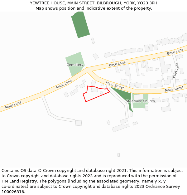 YEWTREE HOUSE, MAIN STREET, BILBROUGH, YORK, YO23 3PH: Location map and indicative extent of plot