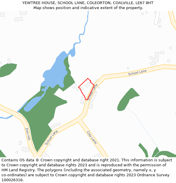 YEWTREE HOUSE, SCHOOL LANE, COLEORTON, COALVILLE, LE67 8HT: Location map and indicative extent of plot