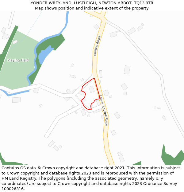 YONDER WREYLAND, LUSTLEIGH, NEWTON ABBOT, TQ13 9TR: Location map and indicative extent of plot