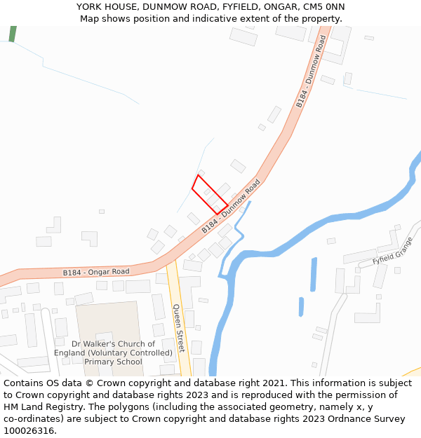 YORK HOUSE, DUNMOW ROAD, FYFIELD, ONGAR, CM5 0NN: Location map and indicative extent of plot