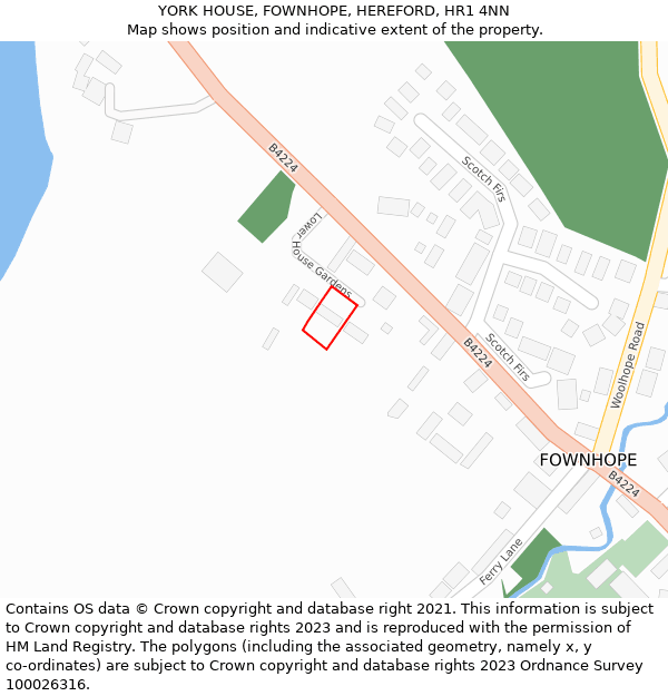 YORK HOUSE, FOWNHOPE, HEREFORD, HR1 4NN: Location map and indicative extent of plot