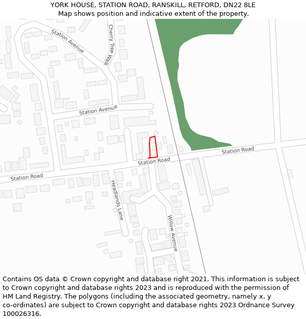 YORK HOUSE, STATION ROAD, RANSKILL, RETFORD, DN22 8LE: Location map and indicative extent of plot