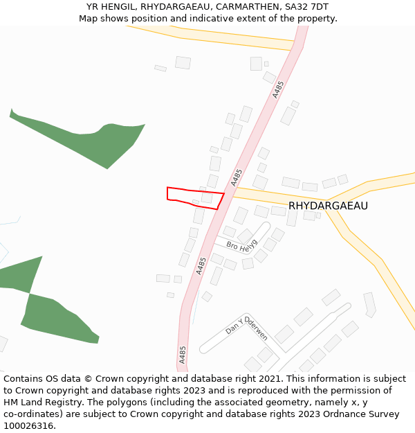 YR HENGIL, RHYDARGAEAU, CARMARTHEN, SA32 7DT: Location map and indicative extent of plot