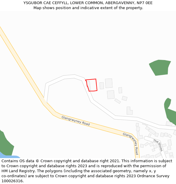 YSGUBOR CAE CEFFYLL, LOWER COMMON, ABERGAVENNY, NP7 0EE: Location map and indicative extent of plot