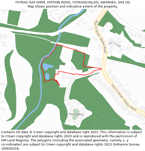 YSTRAD ISAF FARM, STATION ROAD, YSTRADGYNLAIS, SWANSEA, SA9 1PJ: Location map and indicative extent of plot