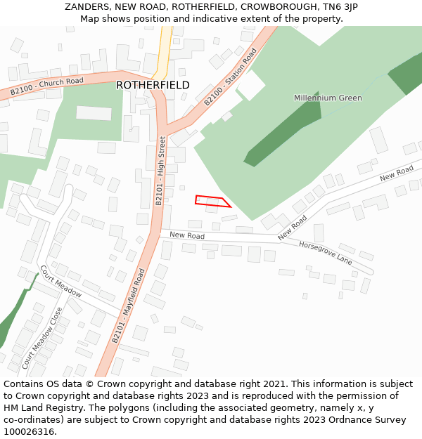 ZANDERS, NEW ROAD, ROTHERFIELD, CROWBOROUGH, TN6 3JP: Location map and indicative extent of plot