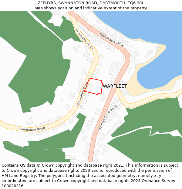 ZEPHYRS, SWANNATON ROAD, DARTMOUTH, TQ6 9RL: Location map and indicative extent of plot