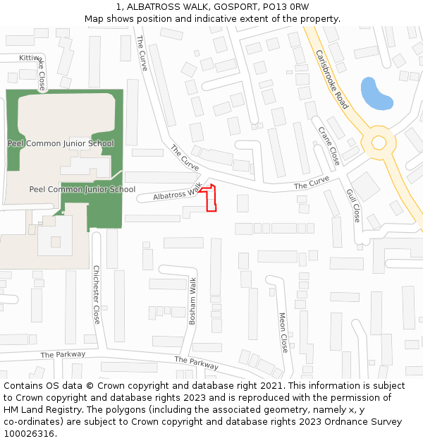 1, ALBATROSS WALK, GOSPORT, PO13 0RW: Location map and indicative extent of plot