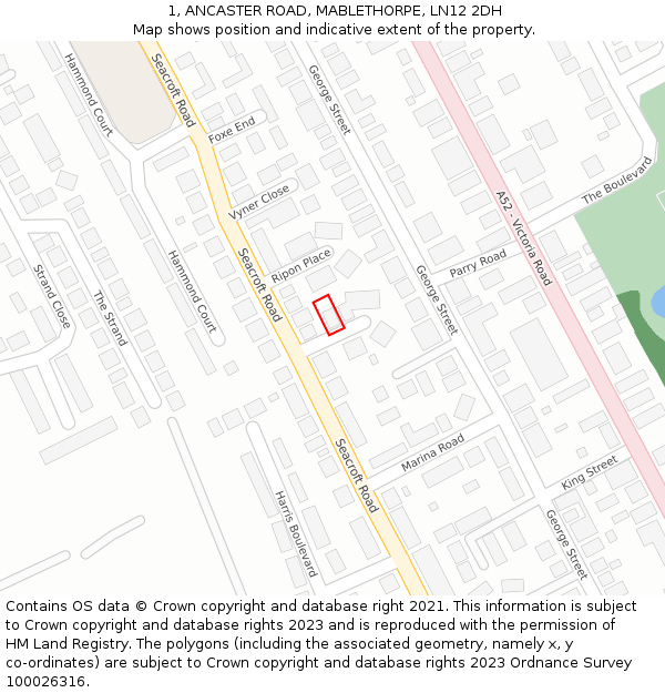 1, ANCASTER ROAD, MABLETHORPE, LN12 2DH: Location map and indicative extent of plot