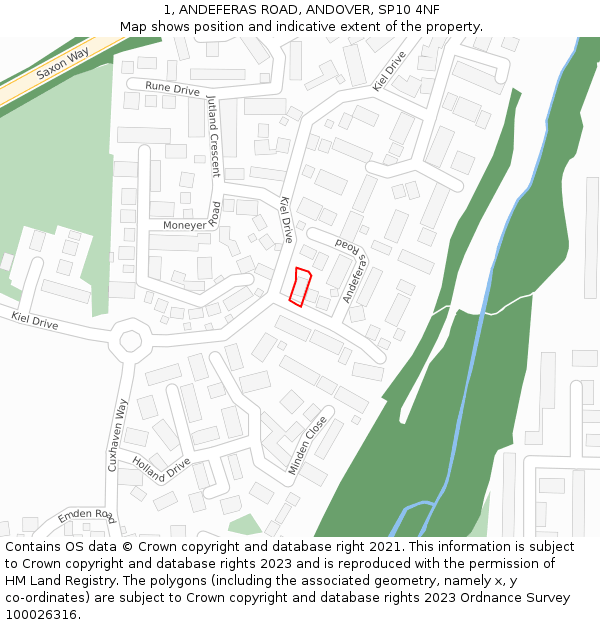 1, ANDEFERAS ROAD, ANDOVER, SP10 4NF: Location map and indicative extent of plot