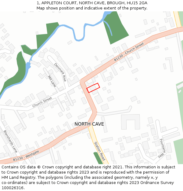 1, APPLETON COURT, NORTH CAVE, BROUGH, HU15 2GA: Location map and indicative extent of plot