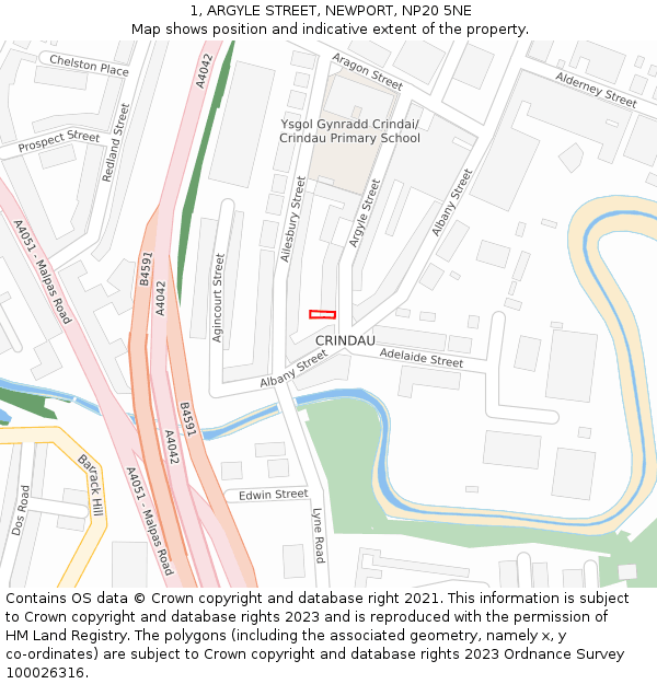 1, ARGYLE STREET, NEWPORT, NP20 5NE: Location map and indicative extent of plot