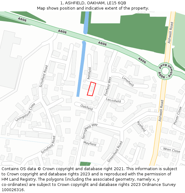 1, ASHFIELD, OAKHAM, LE15 6QB: Location map and indicative extent of plot