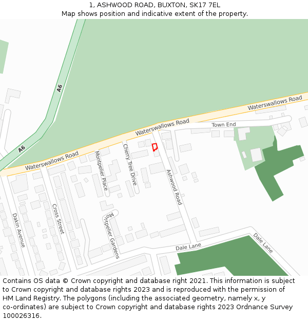 1, ASHWOOD ROAD, BUXTON, SK17 7EL: Location map and indicative extent of plot