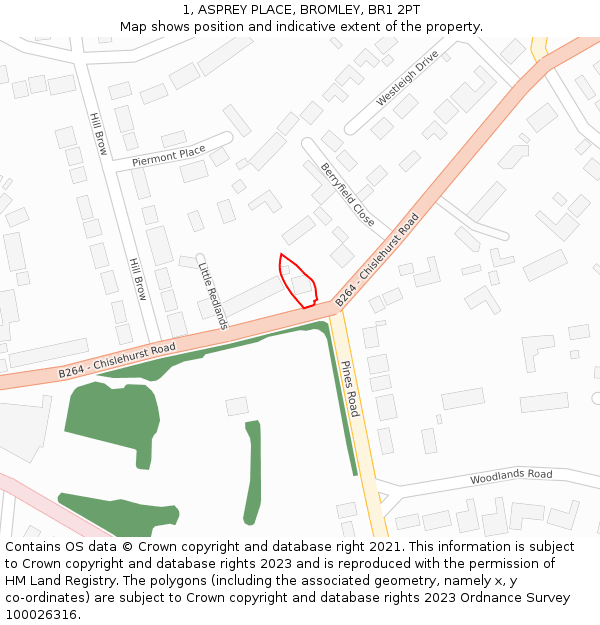 1, ASPREY PLACE, BROMLEY, BR1 2PT: Location map and indicative extent of plot