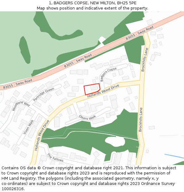 1, BADGERS COPSE, NEW MILTON, BH25 5PE: Location map and indicative extent of plot