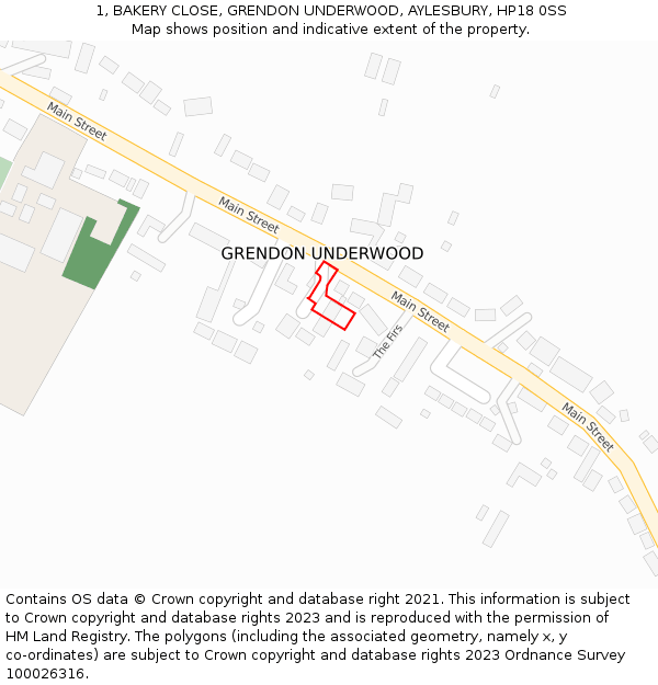 1, BAKERY CLOSE, GRENDON UNDERWOOD, AYLESBURY, HP18 0SS: Location map and indicative extent of plot