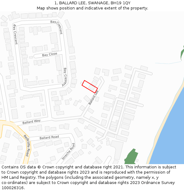 1, BALLARD LEE, SWANAGE, BH19 1QY: Location map and indicative extent of plot