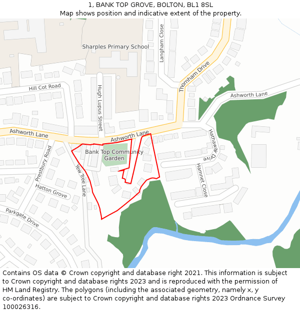 1, BANK TOP GROVE, BOLTON, BL1 8SL: Location map and indicative extent of plot