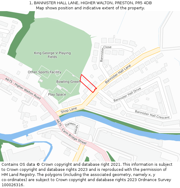 1, BANNISTER HALL LANE, HIGHER WALTON, PRESTON, PR5 4DB: Location map and indicative extent of plot