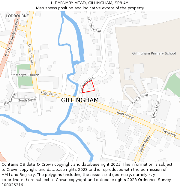 1, BARNABY MEAD, GILLINGHAM, SP8 4AL: Location map and indicative extent of plot