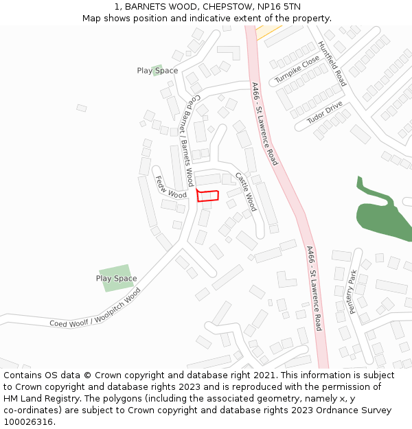 1, BARNETS WOOD, CHEPSTOW, NP16 5TN: Location map and indicative extent of plot