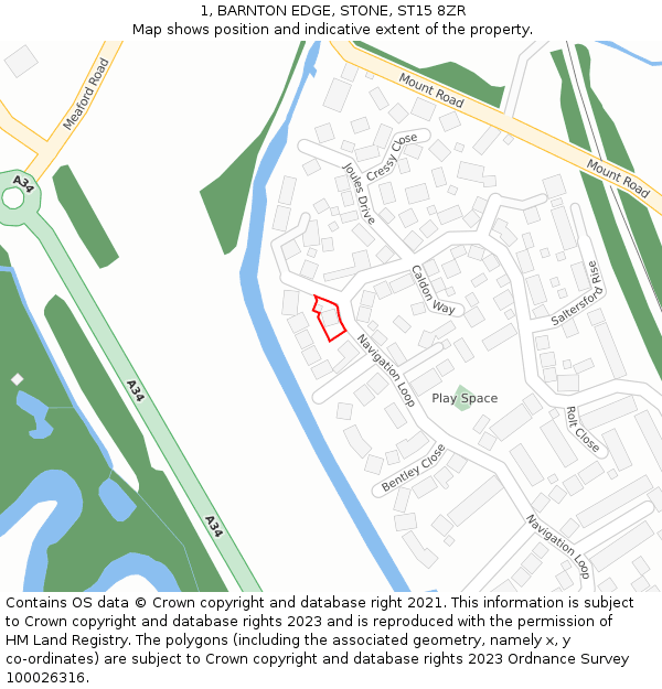1, BARNTON EDGE, STONE, ST15 8ZR: Location map and indicative extent of plot