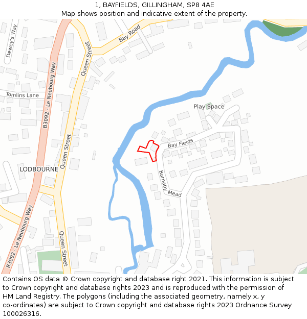 1, BAYFIELDS, GILLINGHAM, SP8 4AE: Location map and indicative extent of plot