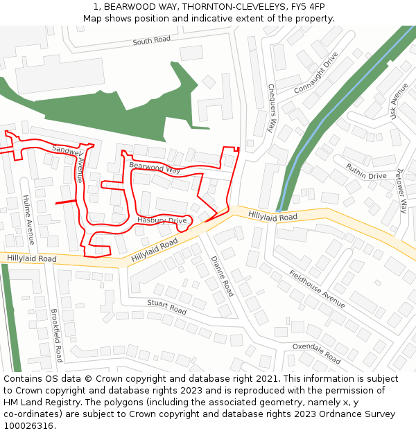 1, BEARWOOD WAY, THORNTON-CLEVELEYS, FY5 4FP: Location map and indicative extent of plot