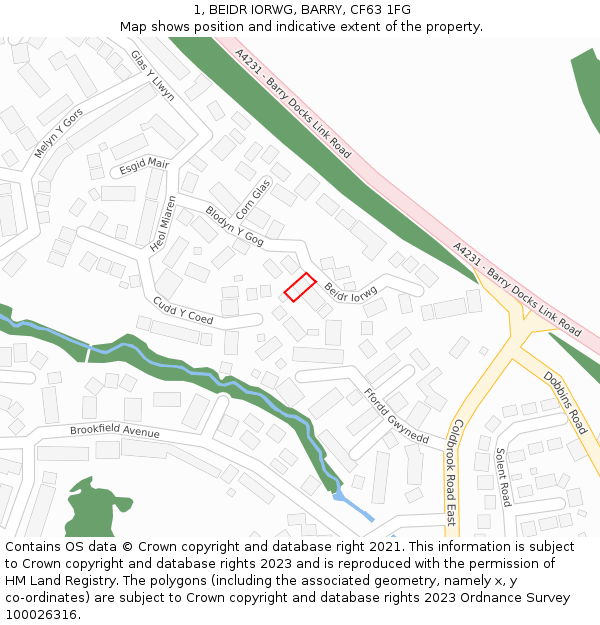 1, BEIDR IORWG, BARRY, CF63 1FG: Location map and indicative extent of plot