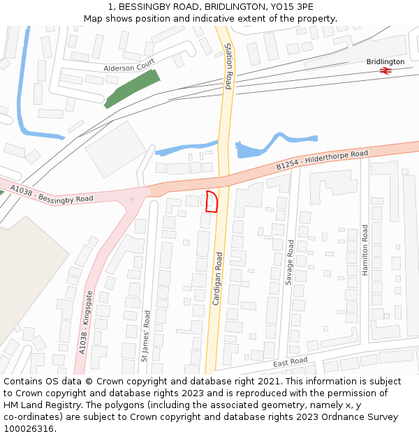 1, BESSINGBY ROAD, BRIDLINGTON, YO15 3PE: Location map and indicative extent of plot