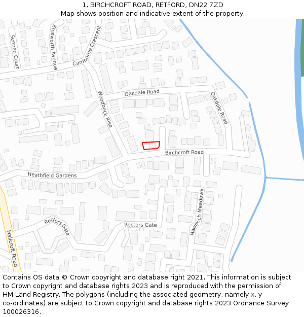 1, BIRCHCROFT ROAD, RETFORD, DN22 7ZD: Location map and indicative extent of plot