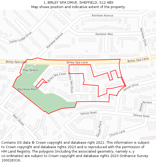 1, BIRLEY SPA DRIVE, SHEFFIELD, S12 4BX: Location map and indicative extent of plot