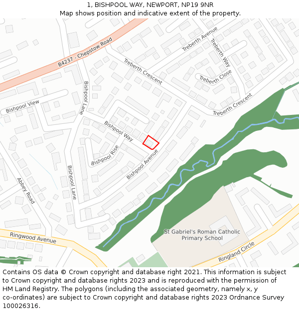 1, BISHPOOL WAY, NEWPORT, NP19 9NR: Location map and indicative extent of plot
