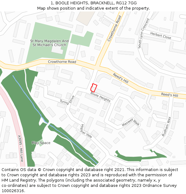 1, BOOLE HEIGHTS, BRACKNELL, RG12 7GG: Location map and indicative extent of plot
