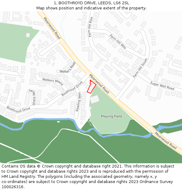 1, BOOTHROYD DRIVE, LEEDS, LS6 2SL: Location map and indicative extent of plot